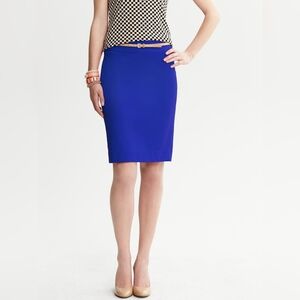 Banana Republic Royal Blue Pencil Skirt Womens Petite Size 0P Sculpt Bi-Stretch
